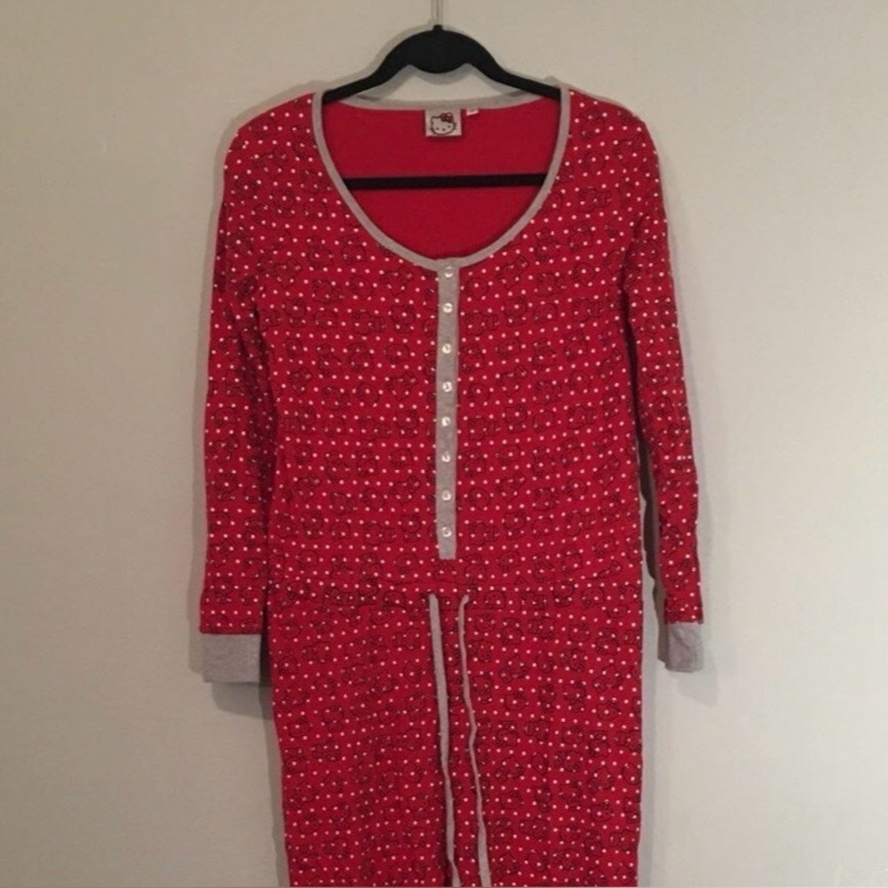 Sanrio Hello Kitty Red Polka Dot Onesie With Buttons